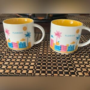 Starbucks Colorful Florida Cityscape Mugs set of 2